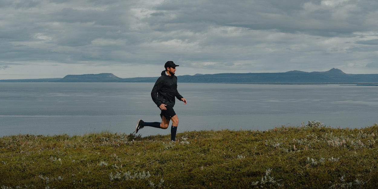 running in front of the sea